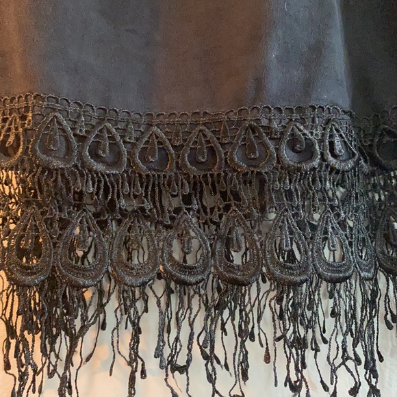 Blue Life Suede Black Mini Dress w/ Fringe Trim - XS - Picture 6 of 6